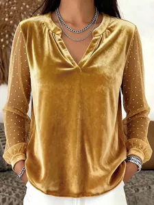 damen-top-aus-samt-mit-spitzeneins-12388339-gelb-3