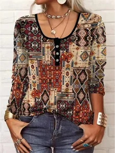 damen-tunika-t-shirt-blumen-grafik-15400305-braun-1