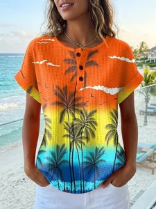 damen-waffel-struktur-strick-tops-15153992-orange-1