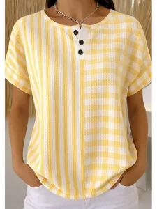 damen-waffel-t-shirt-druck-gestrei-19077082-gelb-5