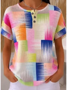 damen-waffel-t-shirt-druck-gestrei-19077082-rosa-4