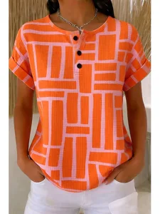damen-waffel-t-shirt-farbblockdruc-14206238-orange-1