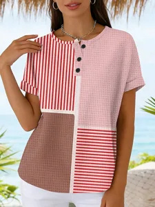 damen-waffel-t-shirt-farbblockdruc-18388403-rosa-3