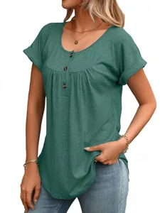 damen-waffel-t-shirt-knopfe-einfac-15733398-dunkelgrun-2
