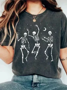 halloween-damen-t-shirt-t-shirt-patchwor-grau-1